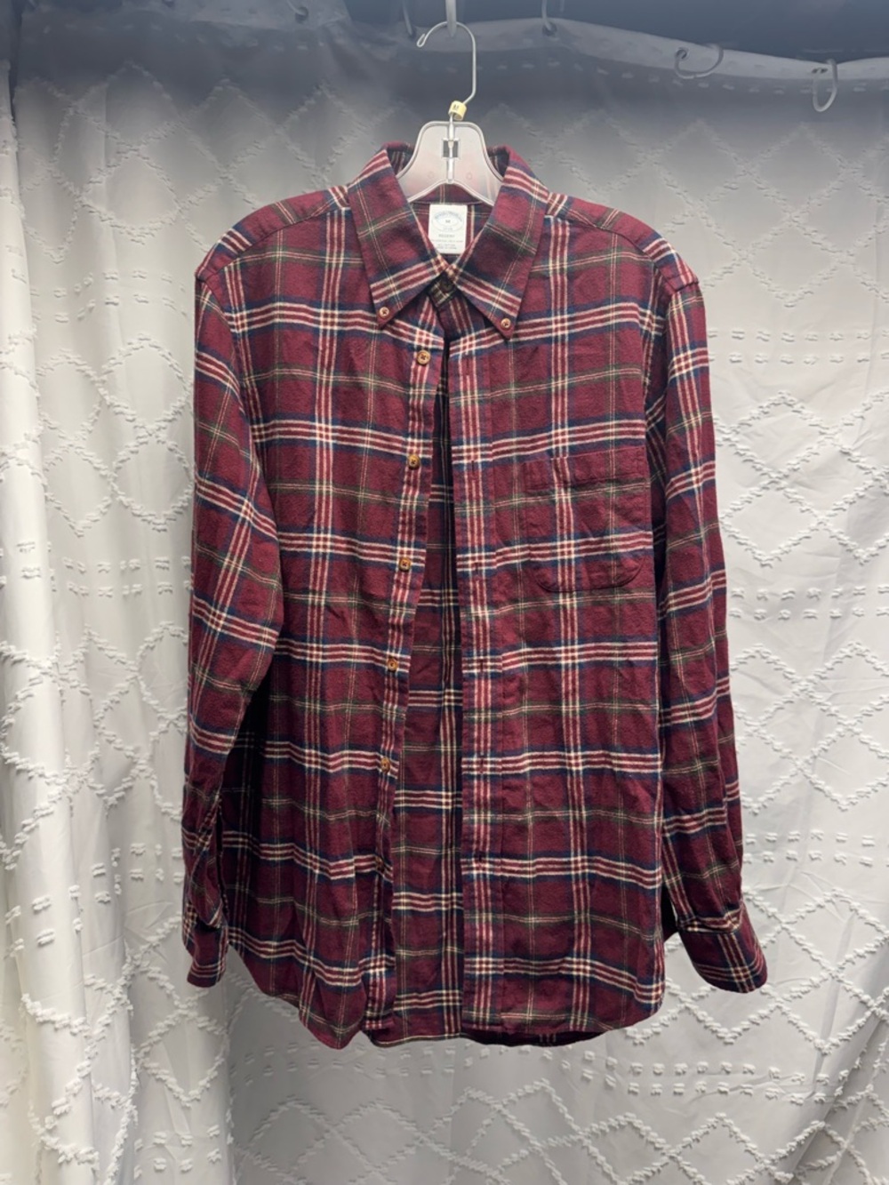 Brooks Brothers Regent Fit Plaid Flannel Button-Down Shirt Size Medium